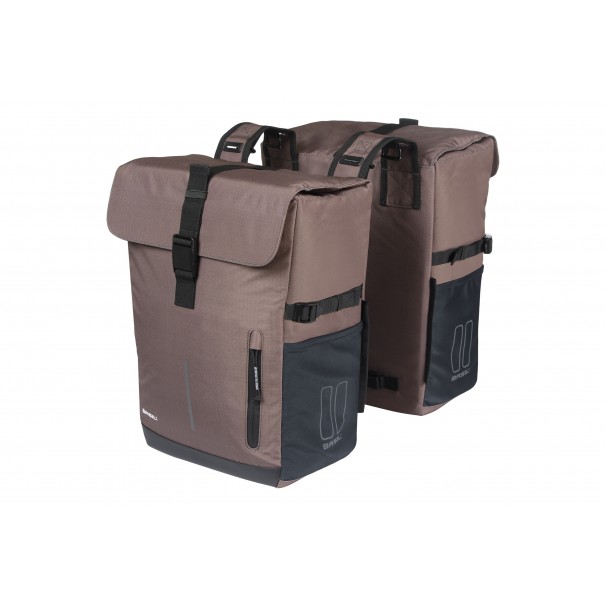 Basil fietstas dubbel Move bruin 30L