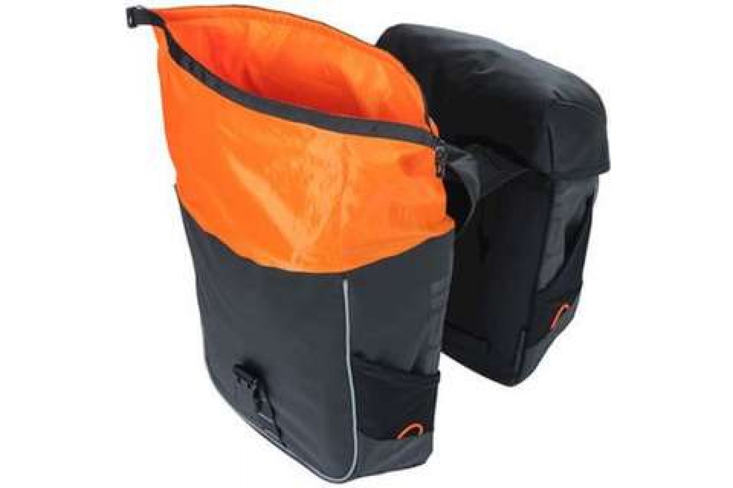 Basil fietstas dubbel Miles Tarpaulin zwart oranje 34L