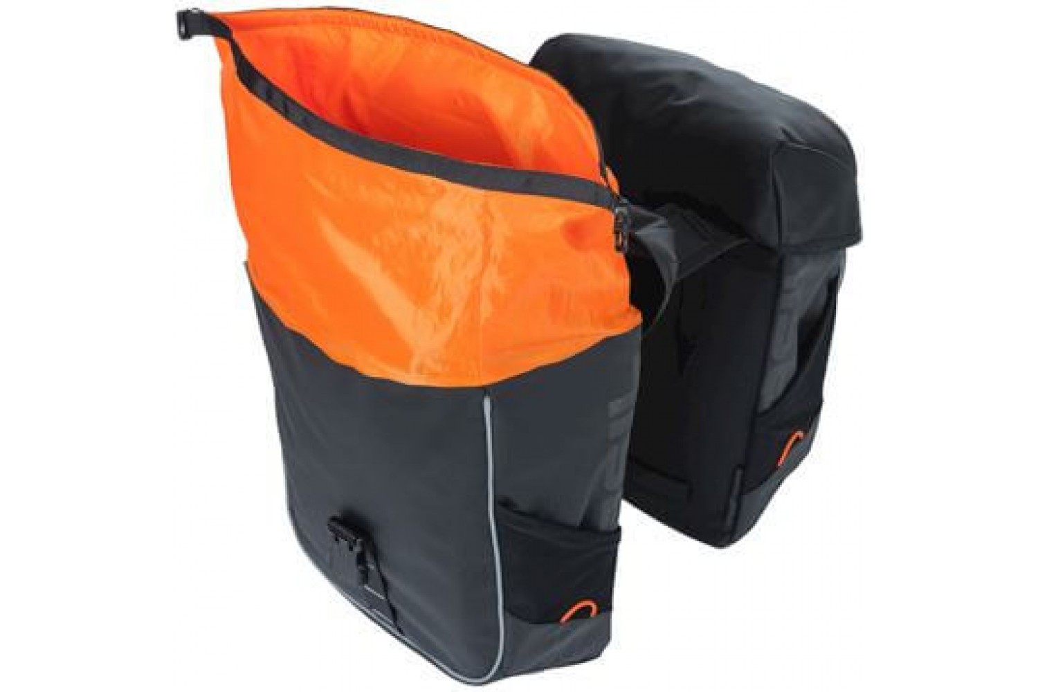Basil fietstas dubbel Miles Tarpaulin zwart oranje 34L Basil fietstas dubbel Miles Tarpaulin zwart oranje 34L