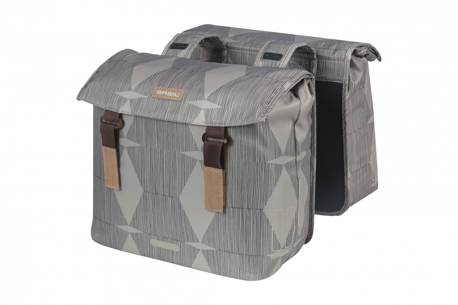 Basil fietstas dubbel Elegance chateau taupe 40-49L Basil fietstas dubbel Elegance chateau taupe 40-49L