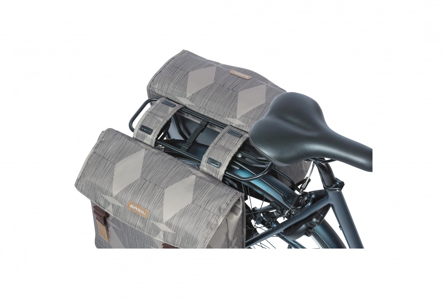 Basil fietstas dubbel Elegance chateau taupe 40-49L Basil fietstas dubbel Elegance chateau taupe 40-49L