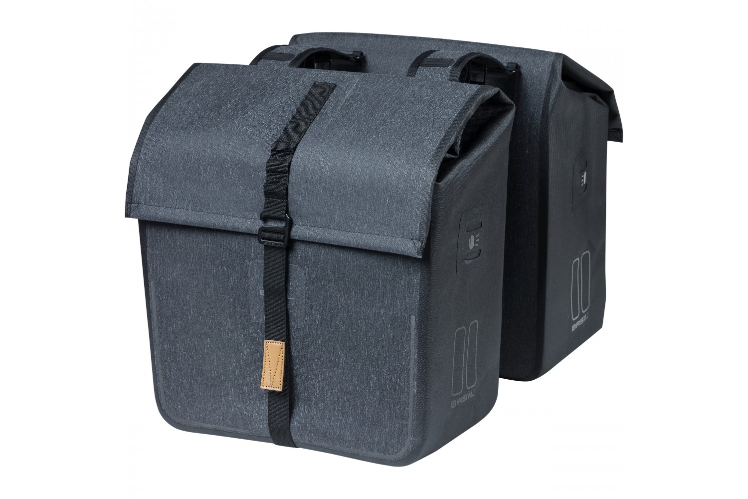 Basil fietstas dubbel Urban dry houtskool melee 50L Basil fietstas dubbel Urban dry houtskool melee 50L