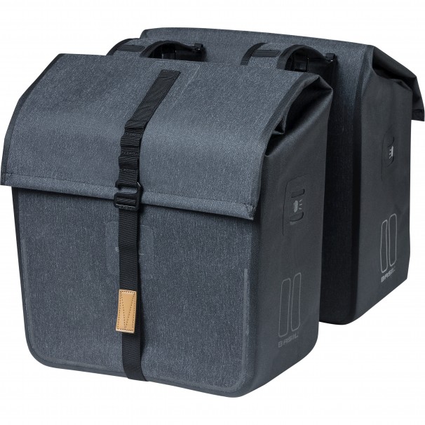 Basil fietstas dubbel Urban dry houtskool melee 50L