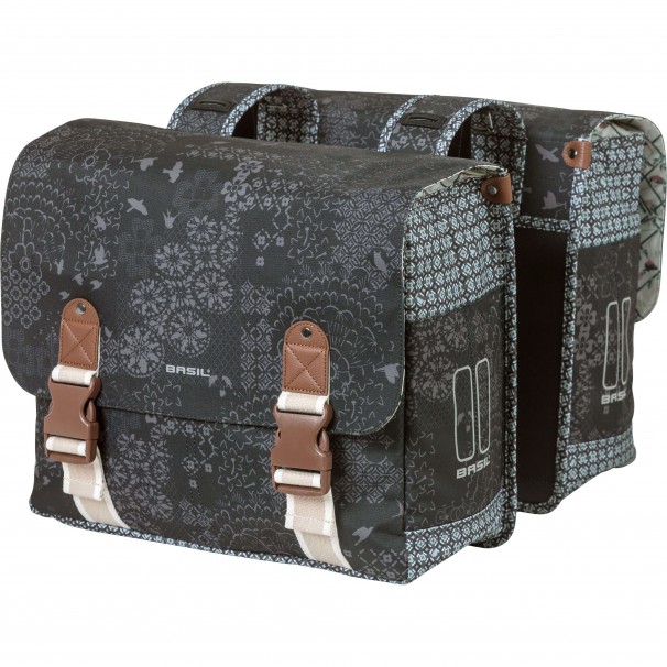 Basil fietstas dubbel Boheme houtskool 35L