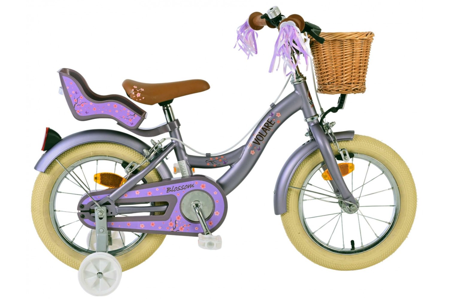 Volare Blossom Kinderfiets Meisjes 14 inch Paars | 2 Handremmen