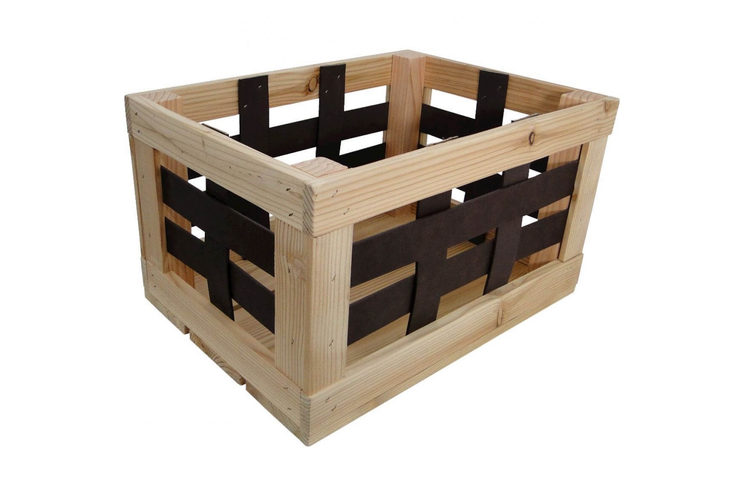 Transport Krat Hout Leren Raster | 20L