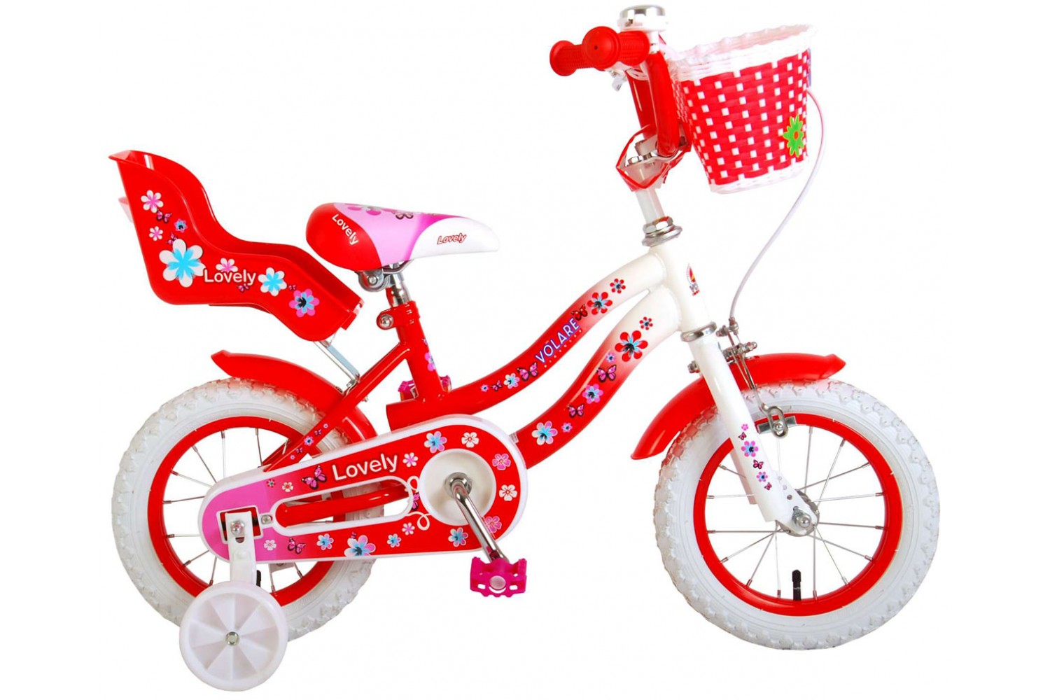 Volare Lovely Kinderfiets 12 inch Meisjes Rood Wit