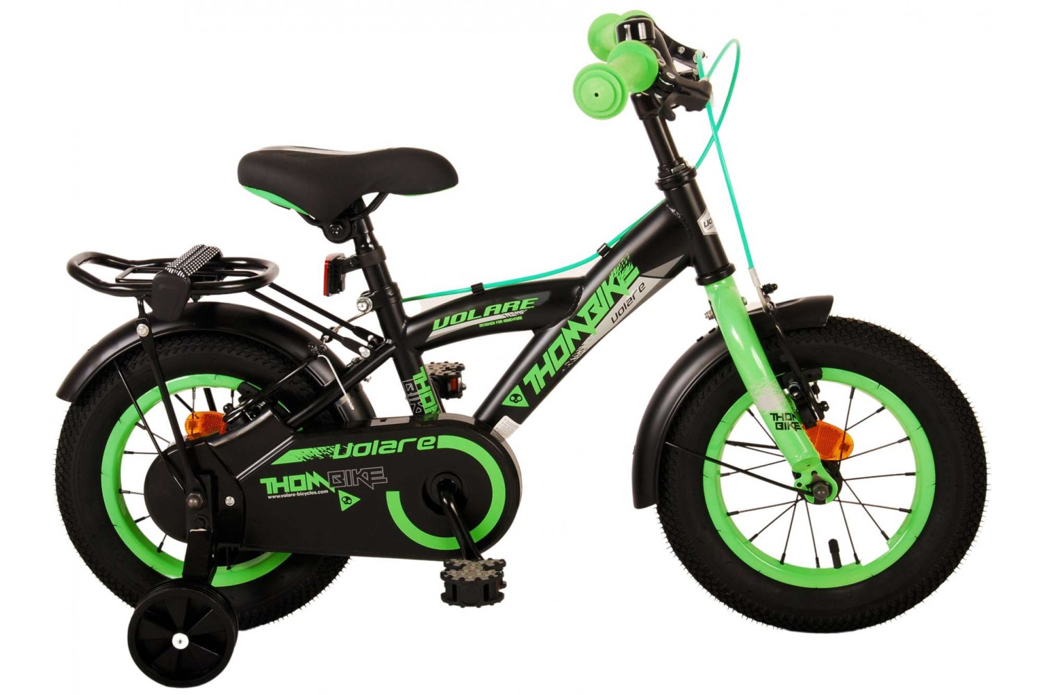 Volare Thombike Kinderfiets 12 inch Jongens Zwart Groen | 2 handremmen