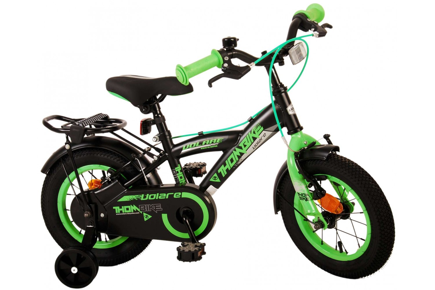 Volare Thombike Kinderfiets 12 inch Jongens Zwart Groen | 2 handremmen