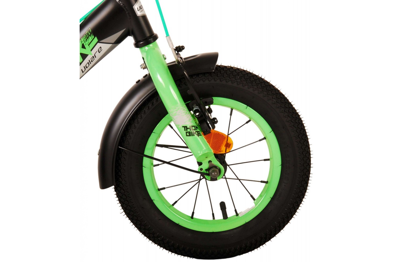 Volare Thombike Kinderfiets 12 inch Jongens Zwart Groen | 2 handremmen