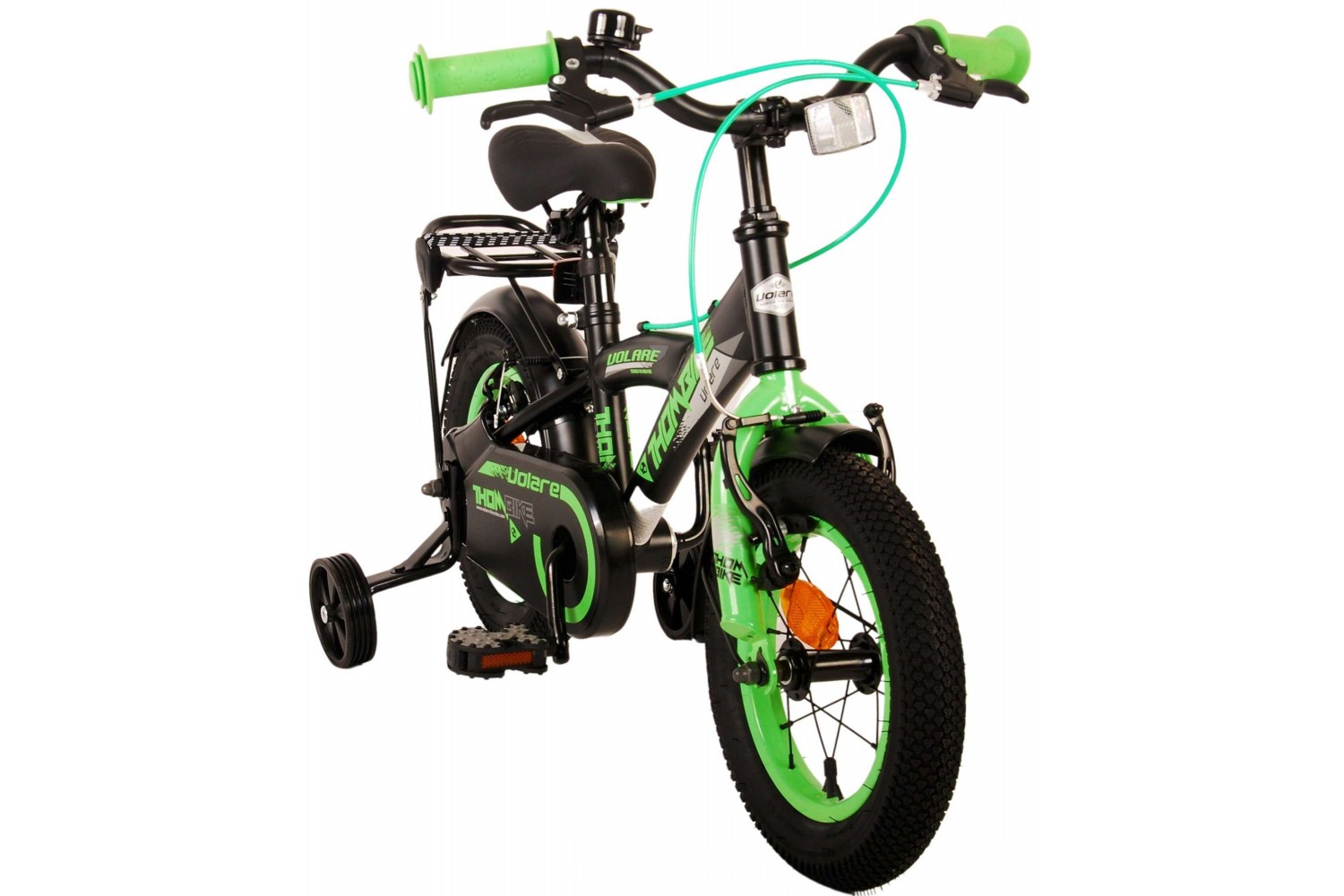 Volare Thombike Kinderfiets 12 inch Jongens Zwart Groen | 2 handremmen