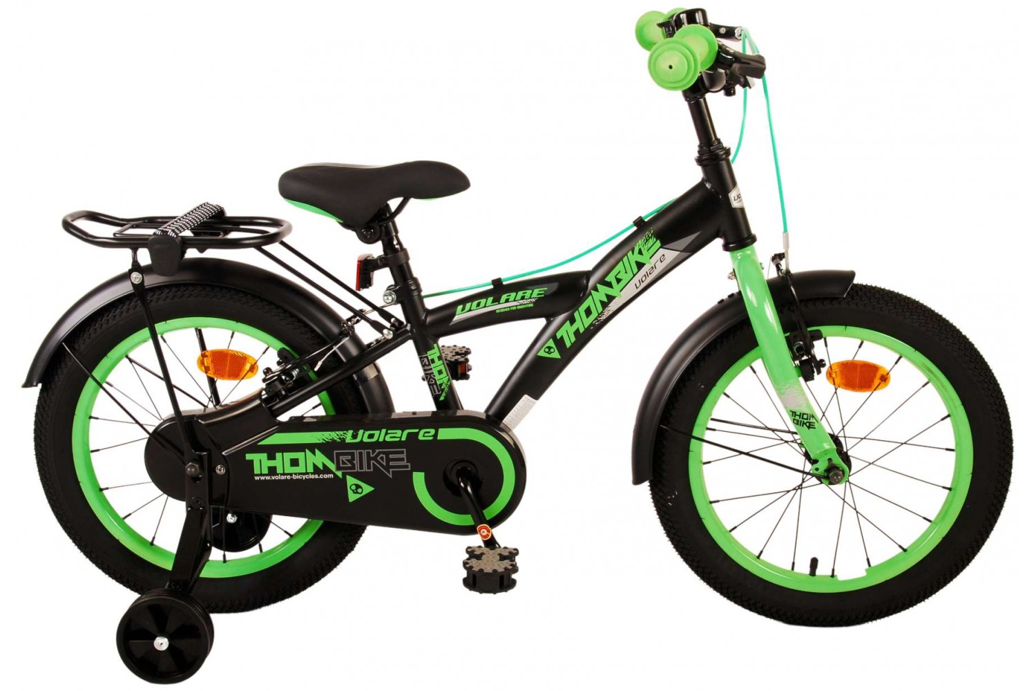 Volare Thombike Kinderfiets 16 inch Jongens Zwart Groen | 2 handremmen