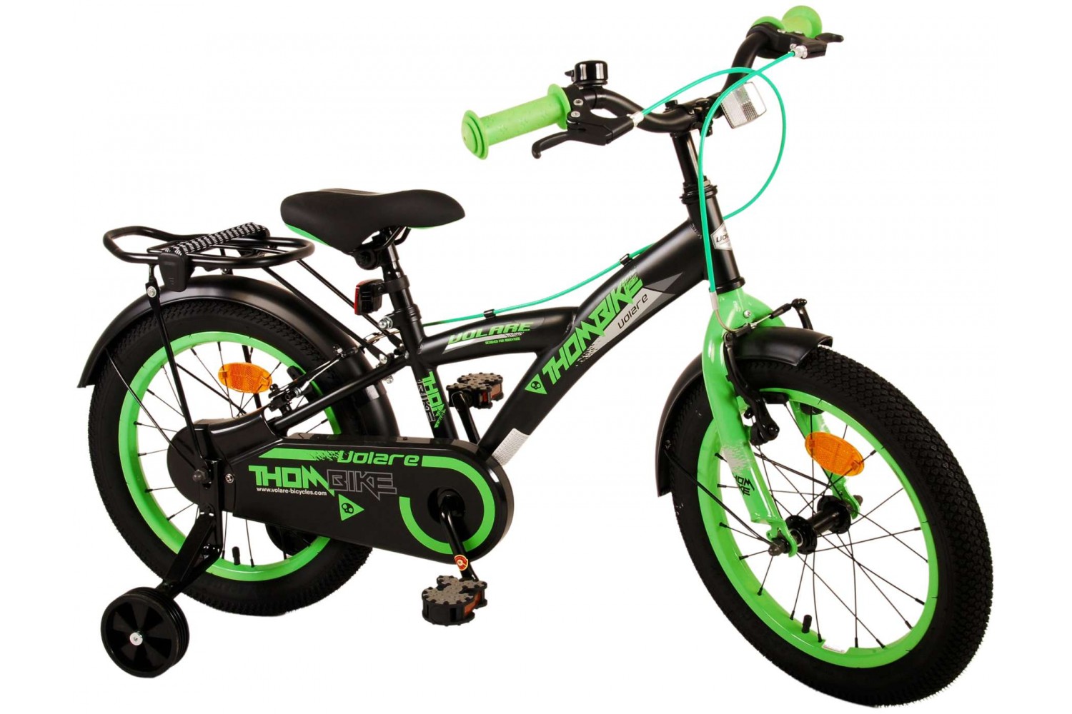 Volare Thombike Kinderfiets 16 inch Jongens Zwart Groen | 2 handremmen