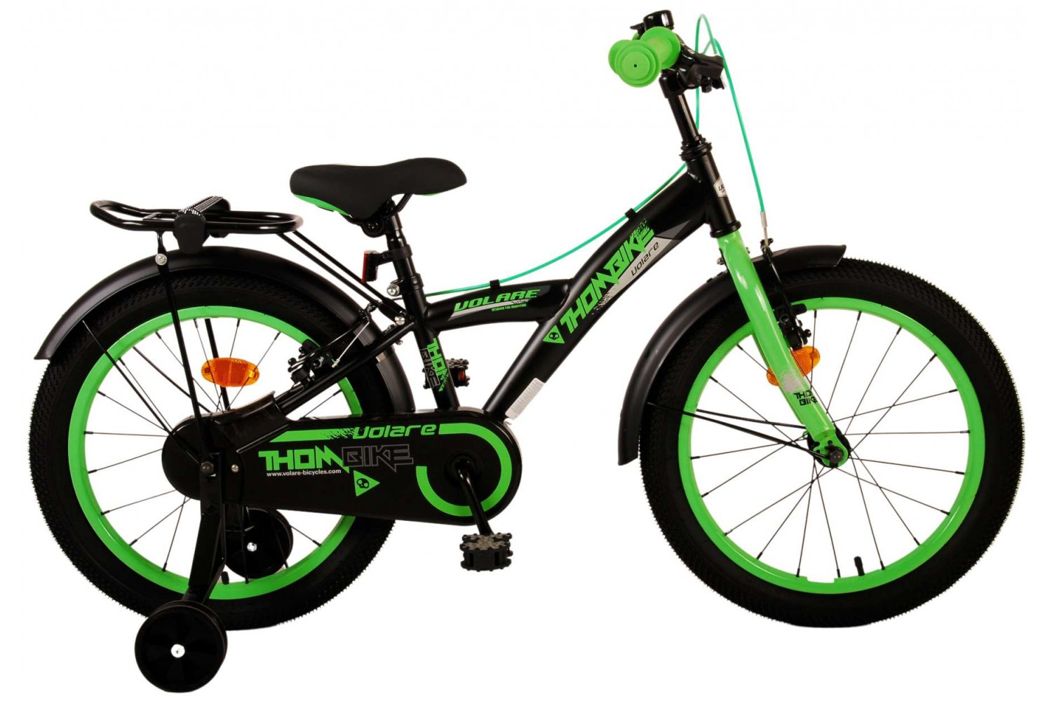 Volare Thombike Kinderfiets 18 inch Jongens Zwart Groen | 2 handremmen