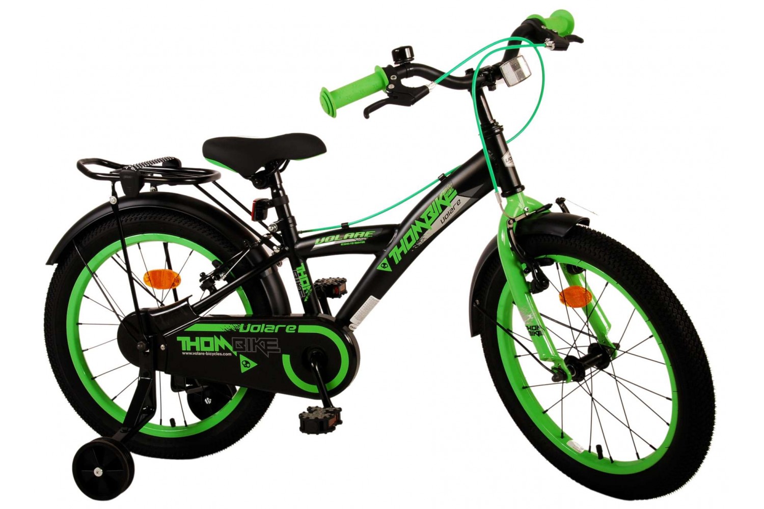 Volare Thombike Kinderfiets 18 inch Jongens Zwart Groen | 2 handremmen