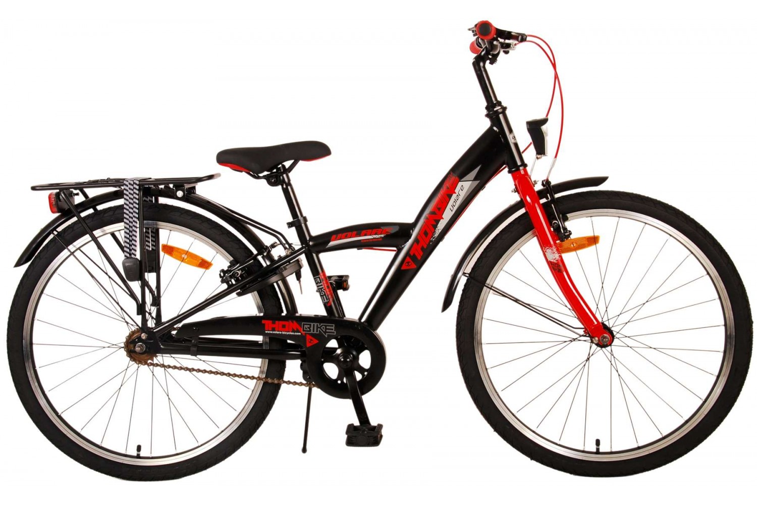 Volare Thombike Jongensfiets 24 inch Zwart Rood | 2 handremmen