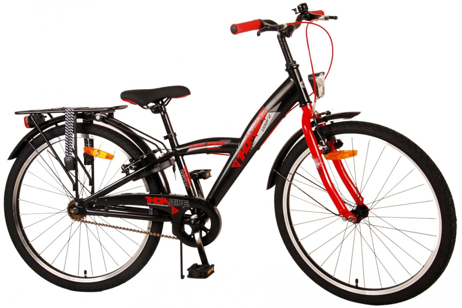 Volare Thombike Jongensfiets 24 inch Zwart Rood | 2 handremmen