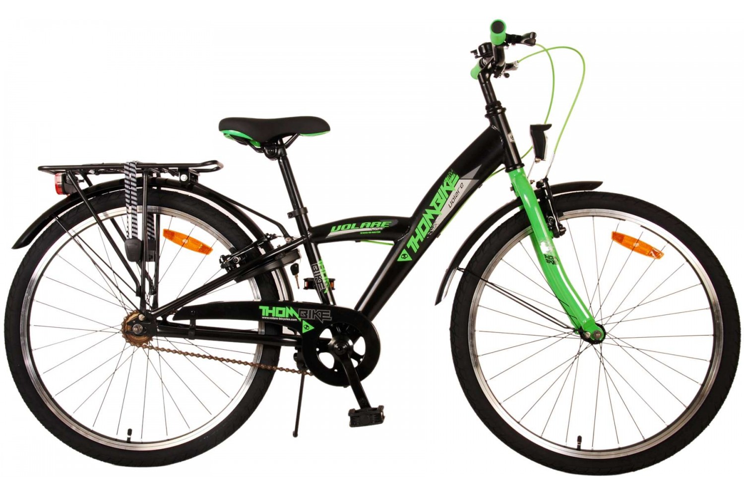 Volare Thombike Jongensfiets 24 inch Zwart Groen | 2 handremmen