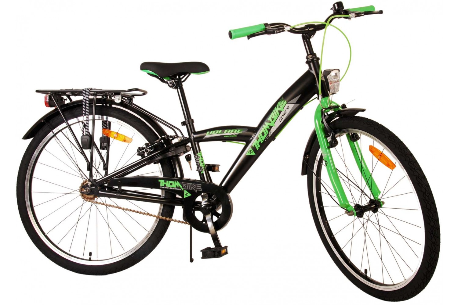 Volare Thombike Jongensfiets 24 inch Zwart Groen | 2 handremmen