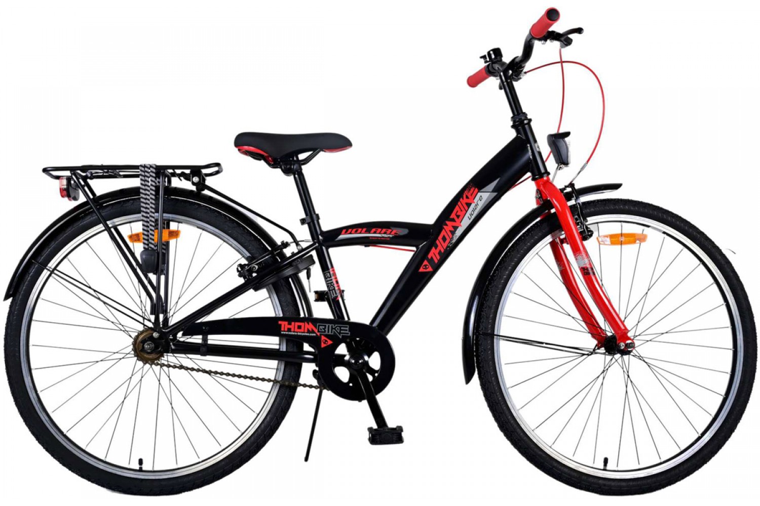 Volare Thombike Jongensfiets 26 inch Zwart Rood | 2 handremmen