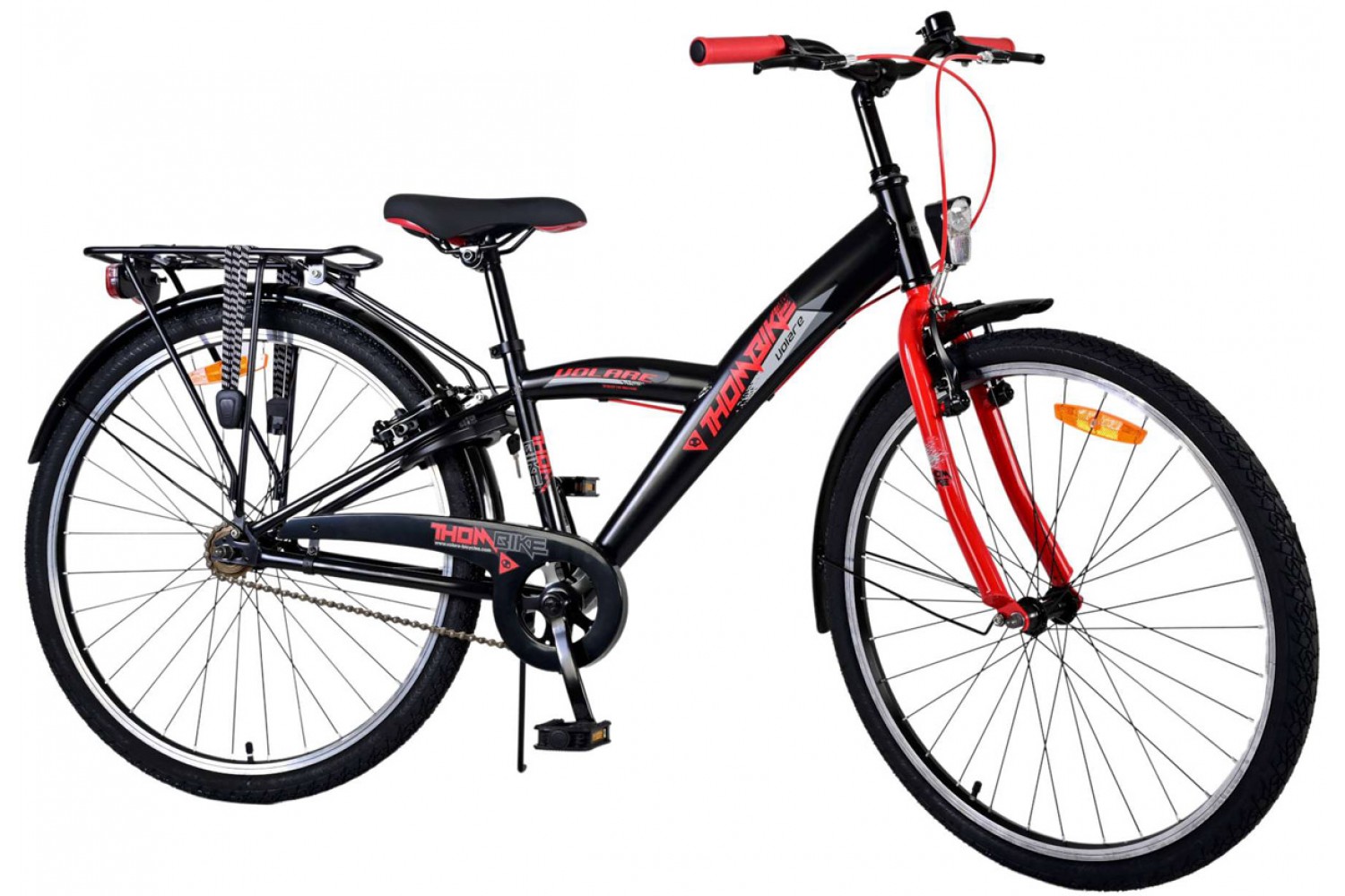 Volare Thombike Jongensfiets 26 inch Zwart Rood | 2 handremmen