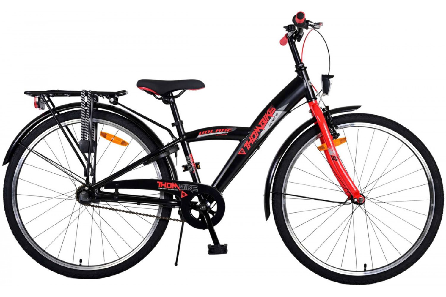 Volare Thombike 3V Jongensfiets 26 inch Zwart Rood