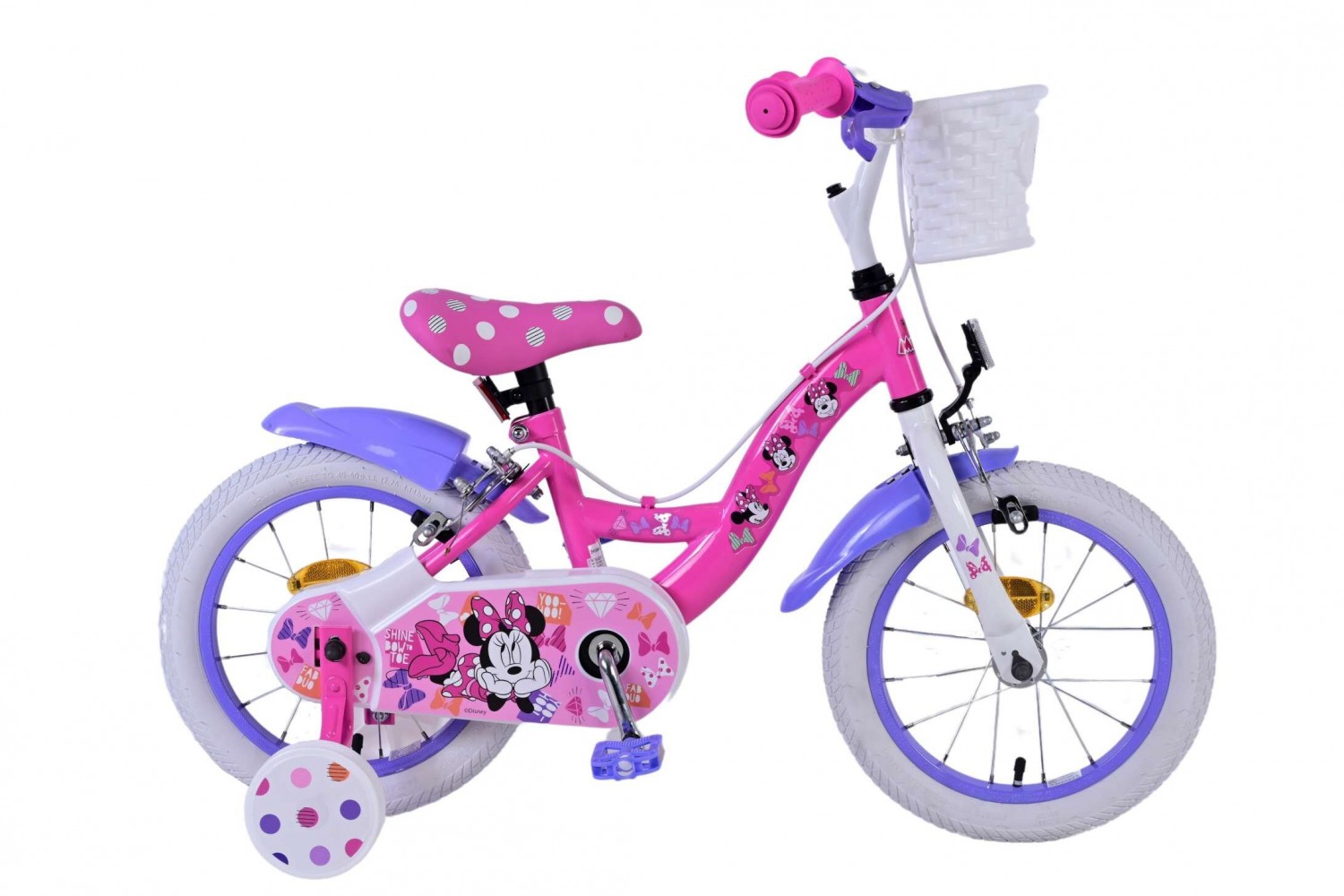 Disney Minnie Kinderfiets Meisjes 14 inch Roze | 2 handremmen Disney Minnie Kinderfiets Meisjes 14 inch Roze | 2 handremmen