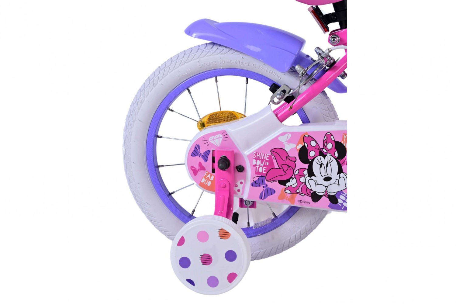 Disney Minnie Kinderfiets Meisjes 14 inch Roze | 2 handremmen Disney Minnie Kinderfiets Meisjes 14 inch Roze | 2 handremmen