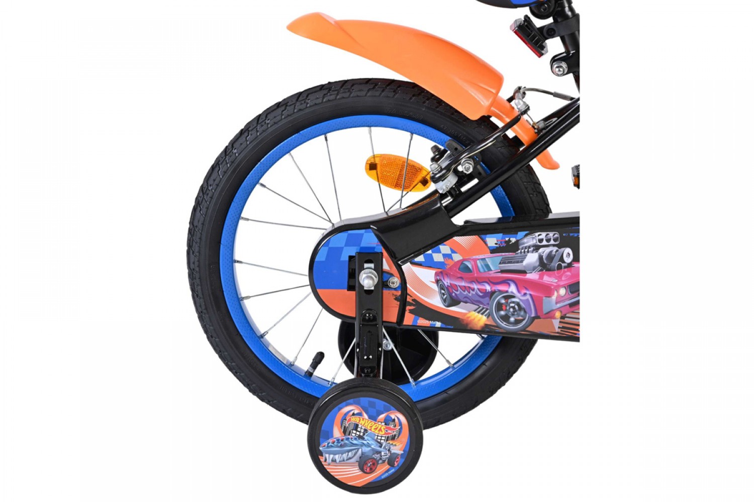 Hot Wheels Kinderfiets Jongens 16 inch Zwart Oranje Blauw | Twee Handremmen