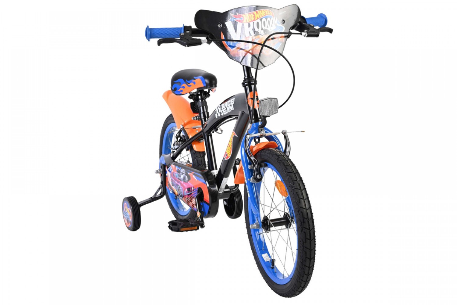 Hot Wheels Kinderfiets Jongens 16 inch Zwart Oranje Blauw | Twee Handremmen