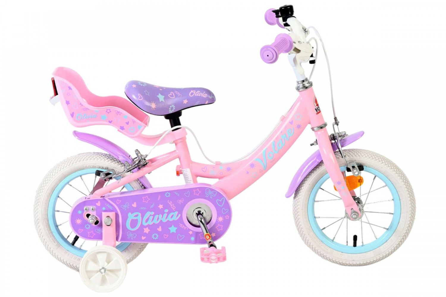 Volare Olivia Kinderfiets Meisjes 12 inch Roze | Twee Handremmen