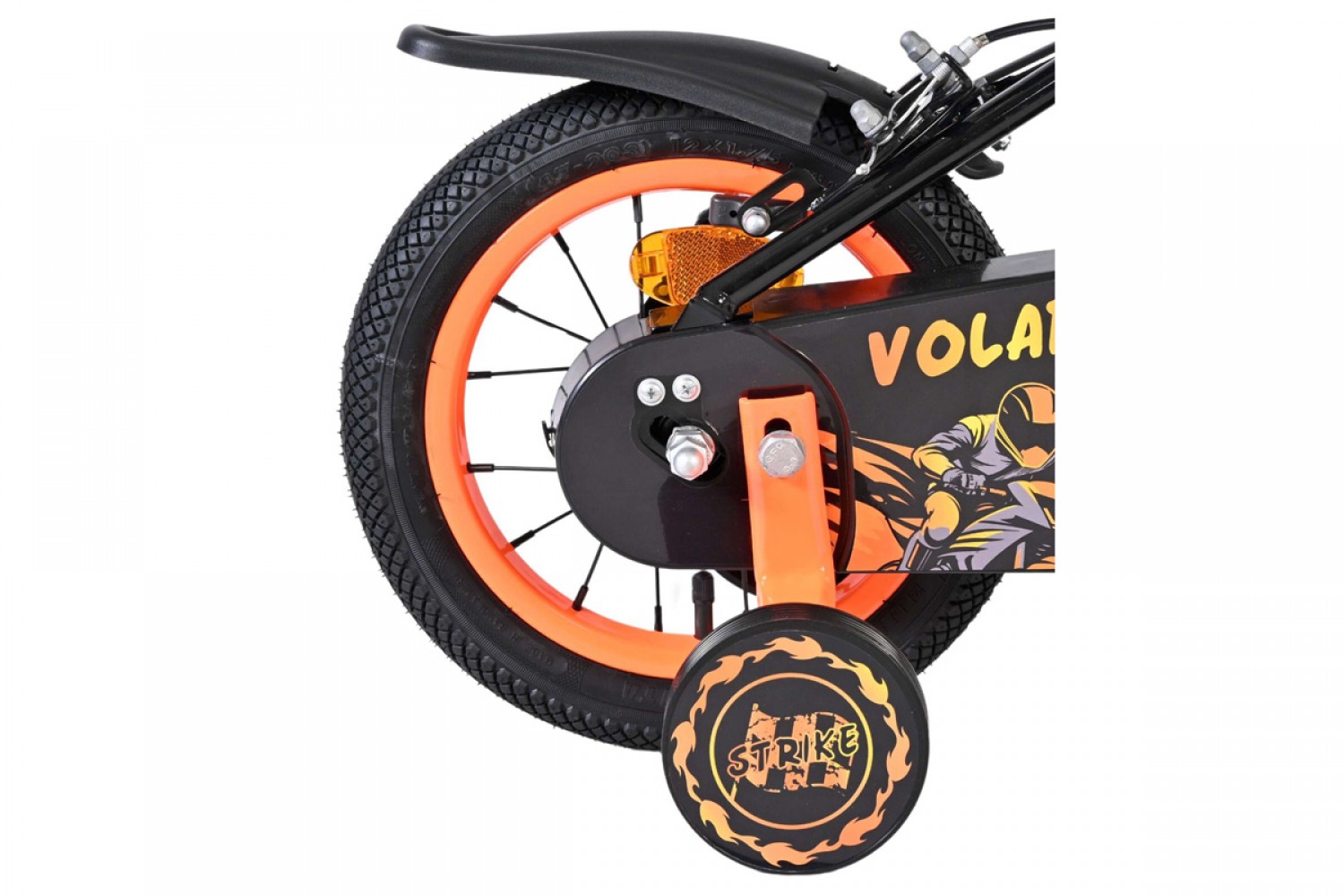 Volare Strike Kinderfiets Jongens 12 inch Zwart Oranje | Twee Handremmen