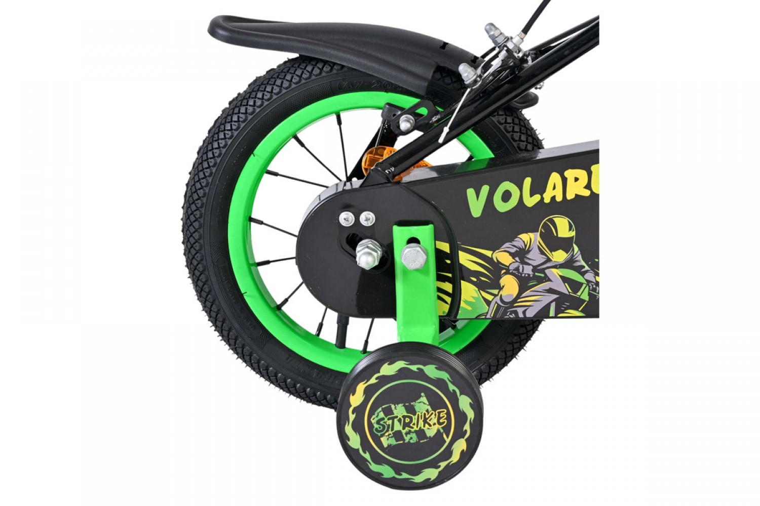 Volare Strike Kinderfiets Jongens 12 inch Zwart Groen | Twee Handremmen