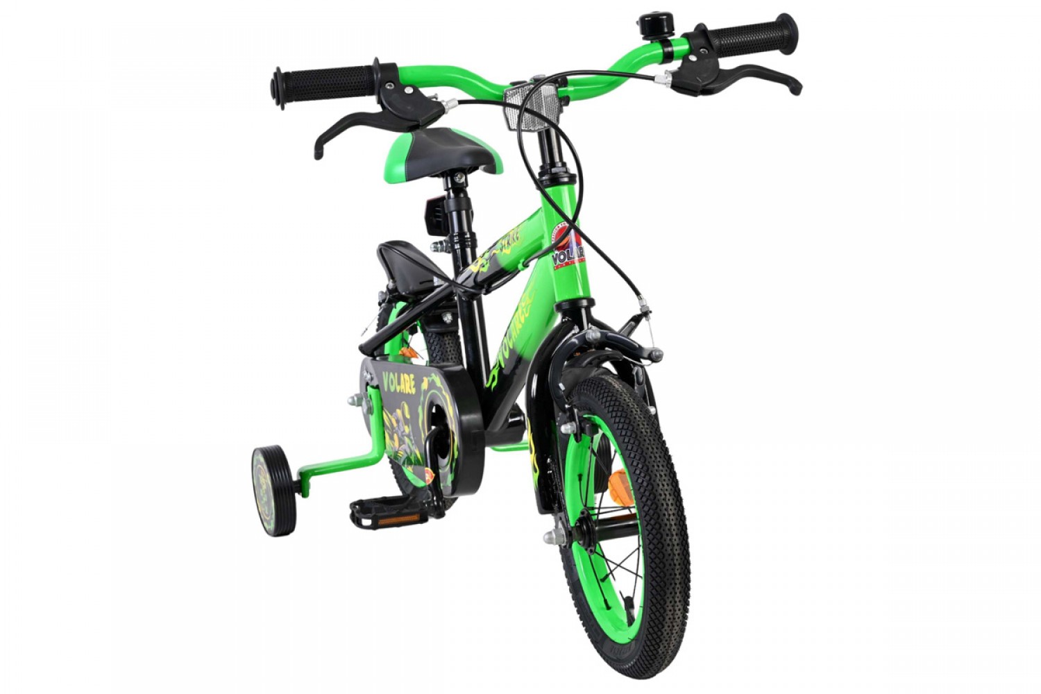 Volare Strike Kinderfiets Jongens 12 inch Zwart Groen | Twee Handremmen