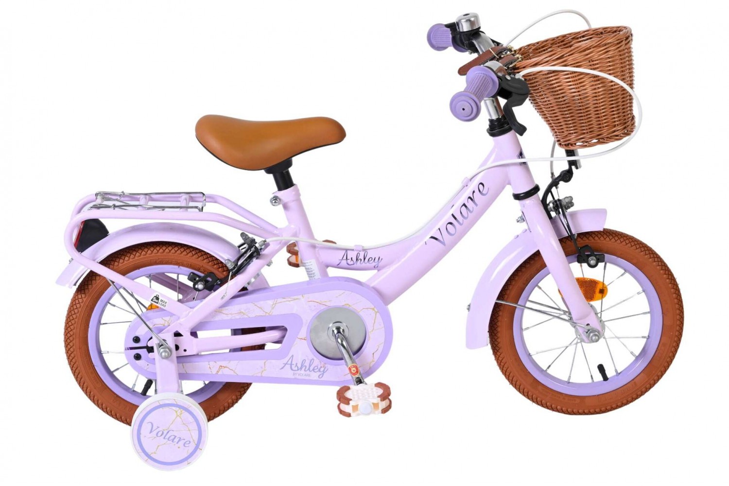 Volare Ashley Kinderfiets Meisjes 12 inch Lila | 2 Handremmen (Geen terugtraprem)