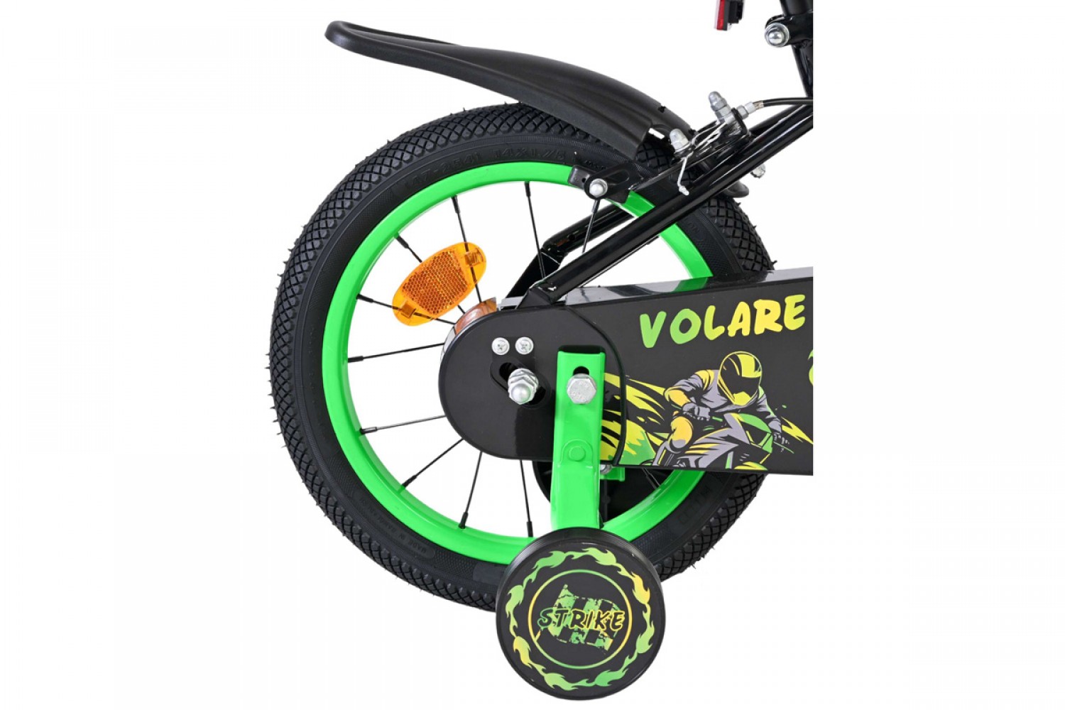 Volare Strike Kinderfiets Jongens 14 inch Zwart Groen | Twee Handremmen