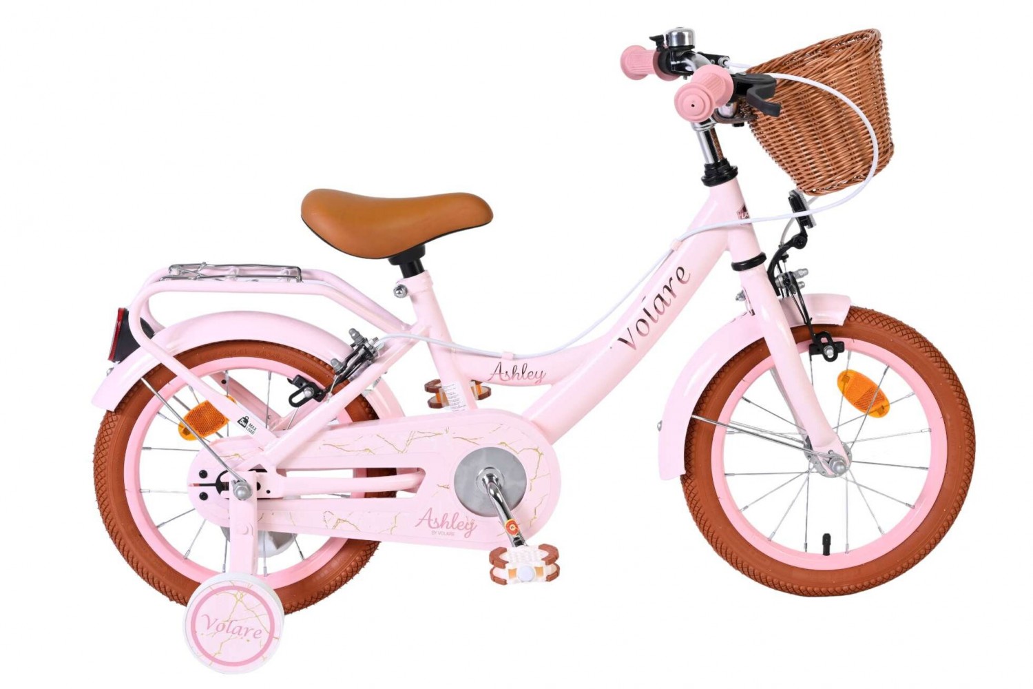 Volare Ashley Kinderfiets Meisjes 14 inch Roze | 2 Handremmen (Geen terugtraprem)