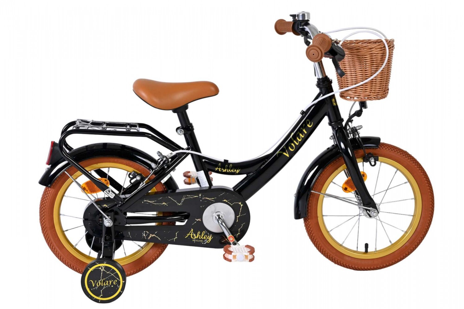 Volare Ashley Kinderfiets Meisjes 14 inch Zwart | 2 Handremmen (Geen terugtraprem)