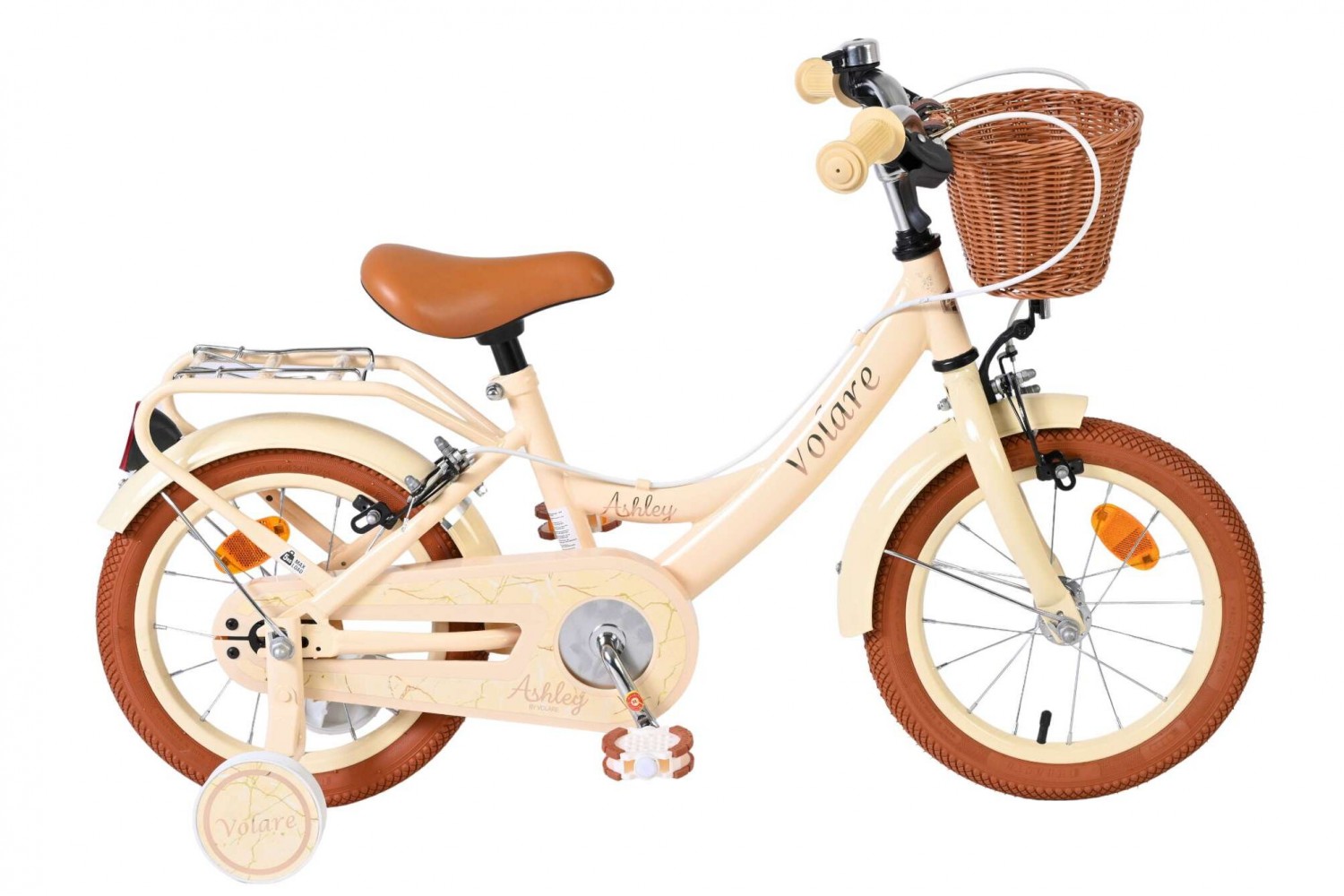 Volare Ashley Kinderfiets Meisjes 14 inch Creme | 2 Handremmen (Geen terugtraprem)