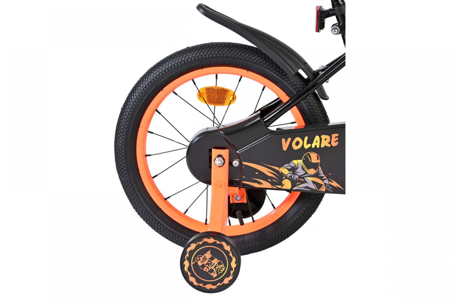 Volare Strike Kinderfiets Jongens 16 inch Zwart Oranje | Twee Handremmen