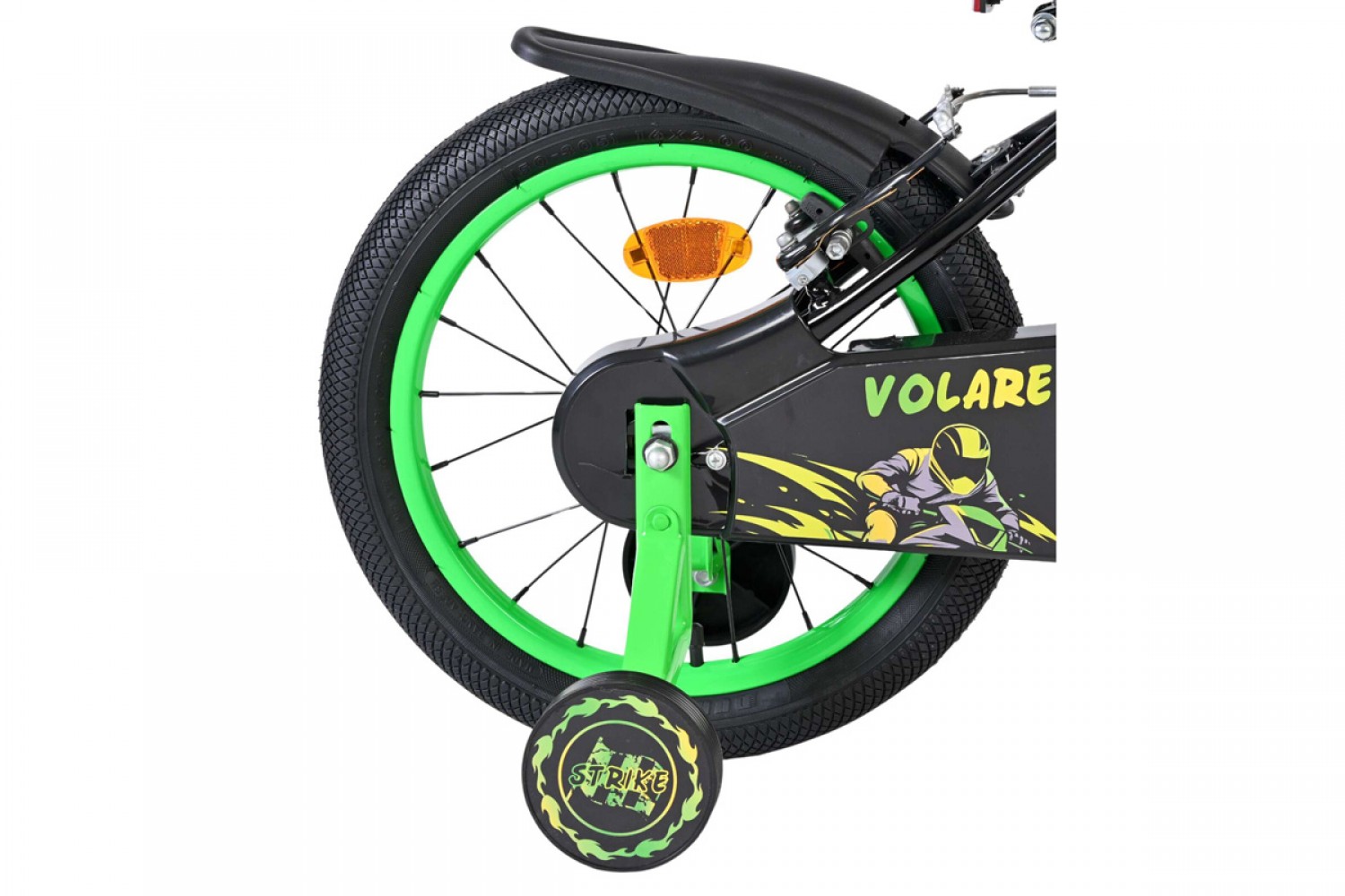 Volare Strike Kinderfiets Jongens 16 inch Zwart Groen | Twee Handremmen