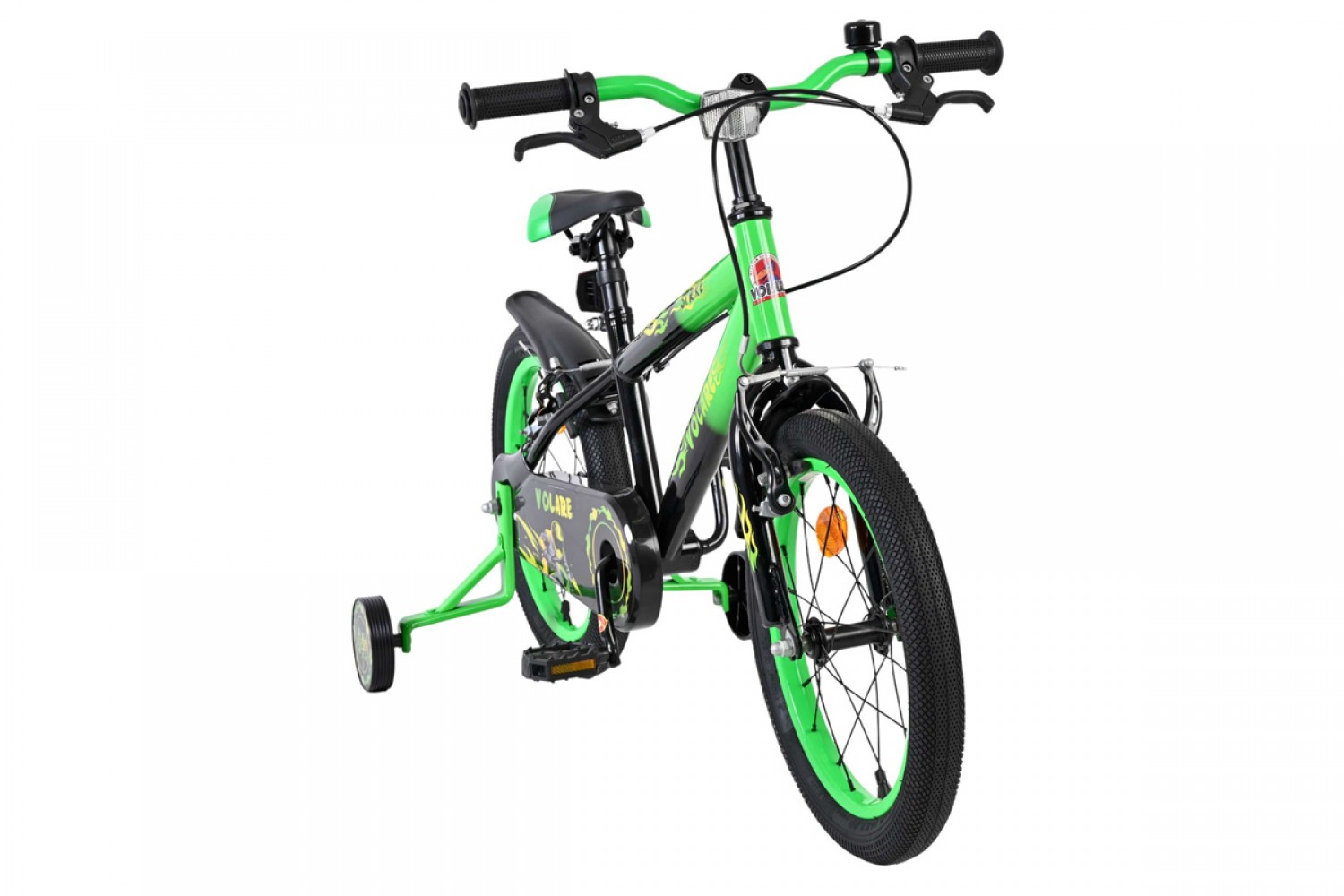 Volare Strike Kinderfiets Jongens 16 inch Zwart Groen | Twee Handremmen