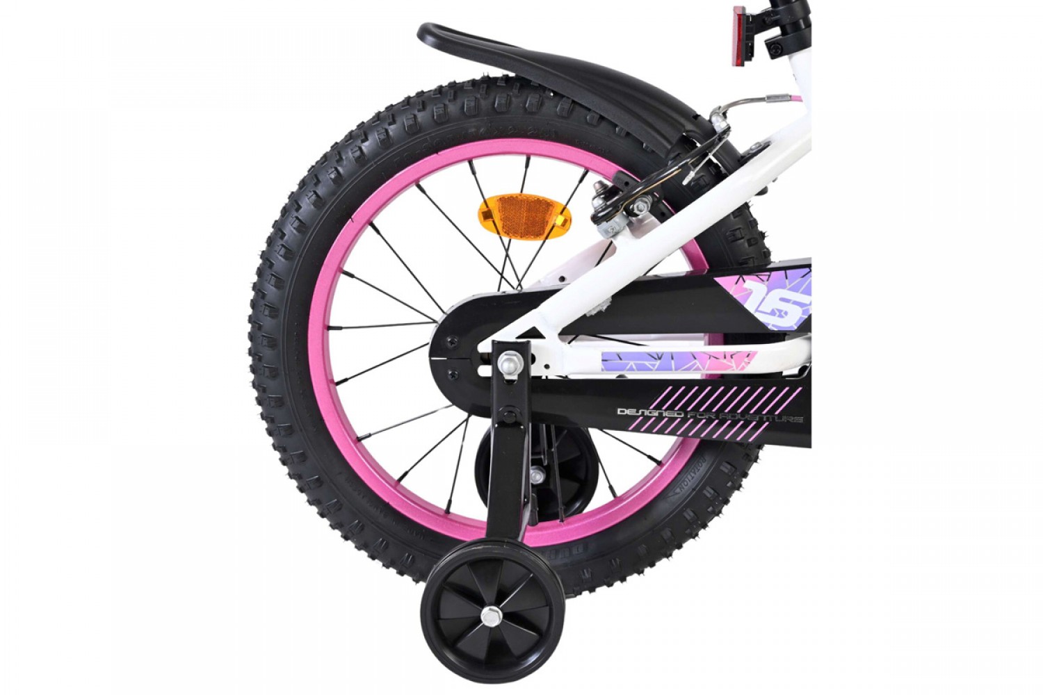 Volare Lily Kinderfiets Meisjes 16 inch Wit Roze Paars | Twee Handremmen
