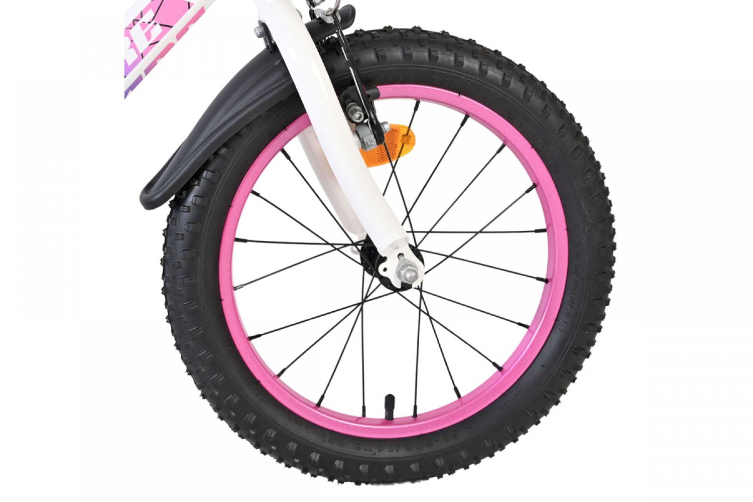 Volare Lily Kinderfiets Meisjes 16 inch Wit Roze Paars | Twee Handremmen