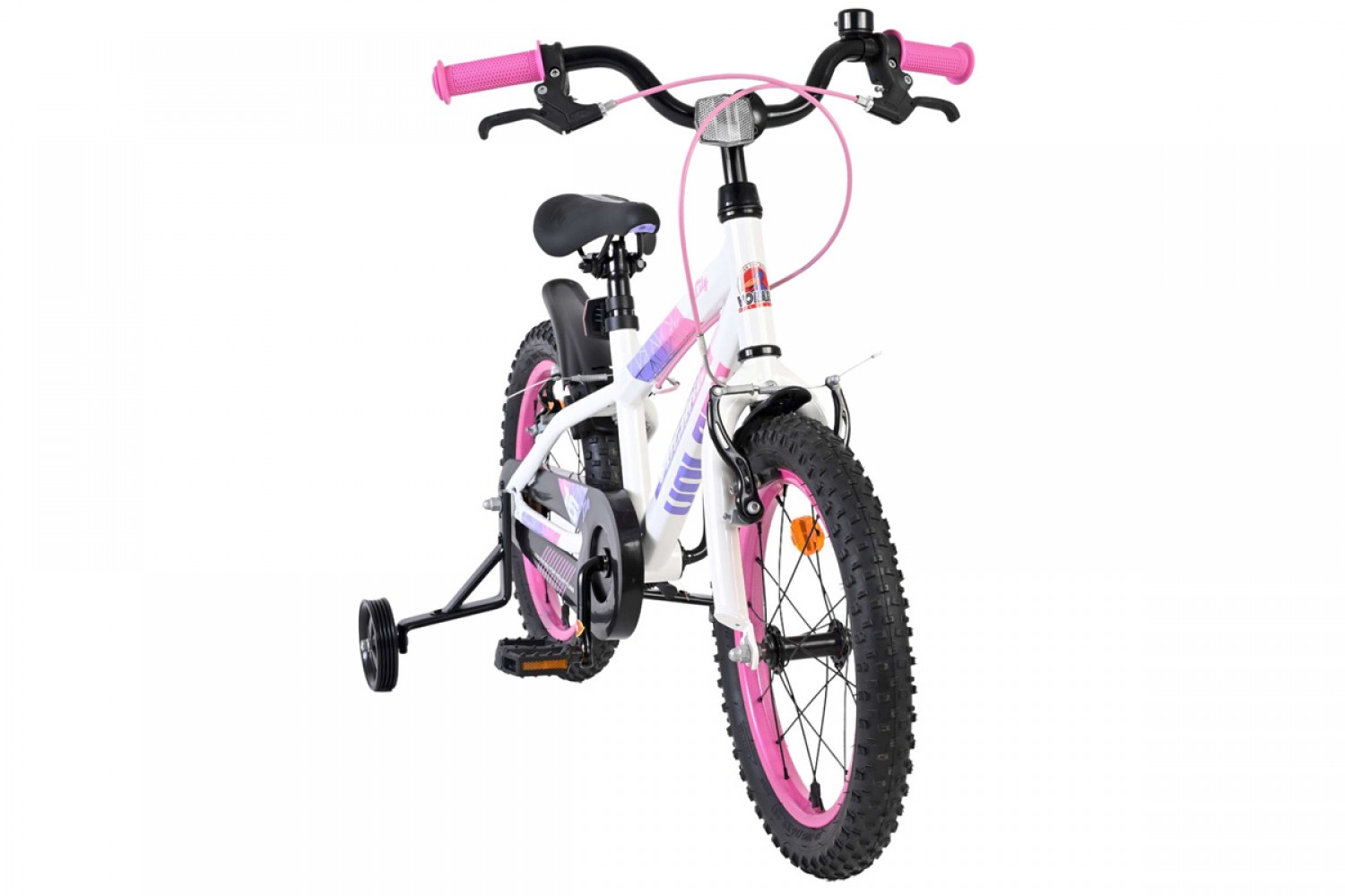 Volare Lily Kinderfiets Meisjes 16 inch Wit Roze Paars | Twee Handremmen