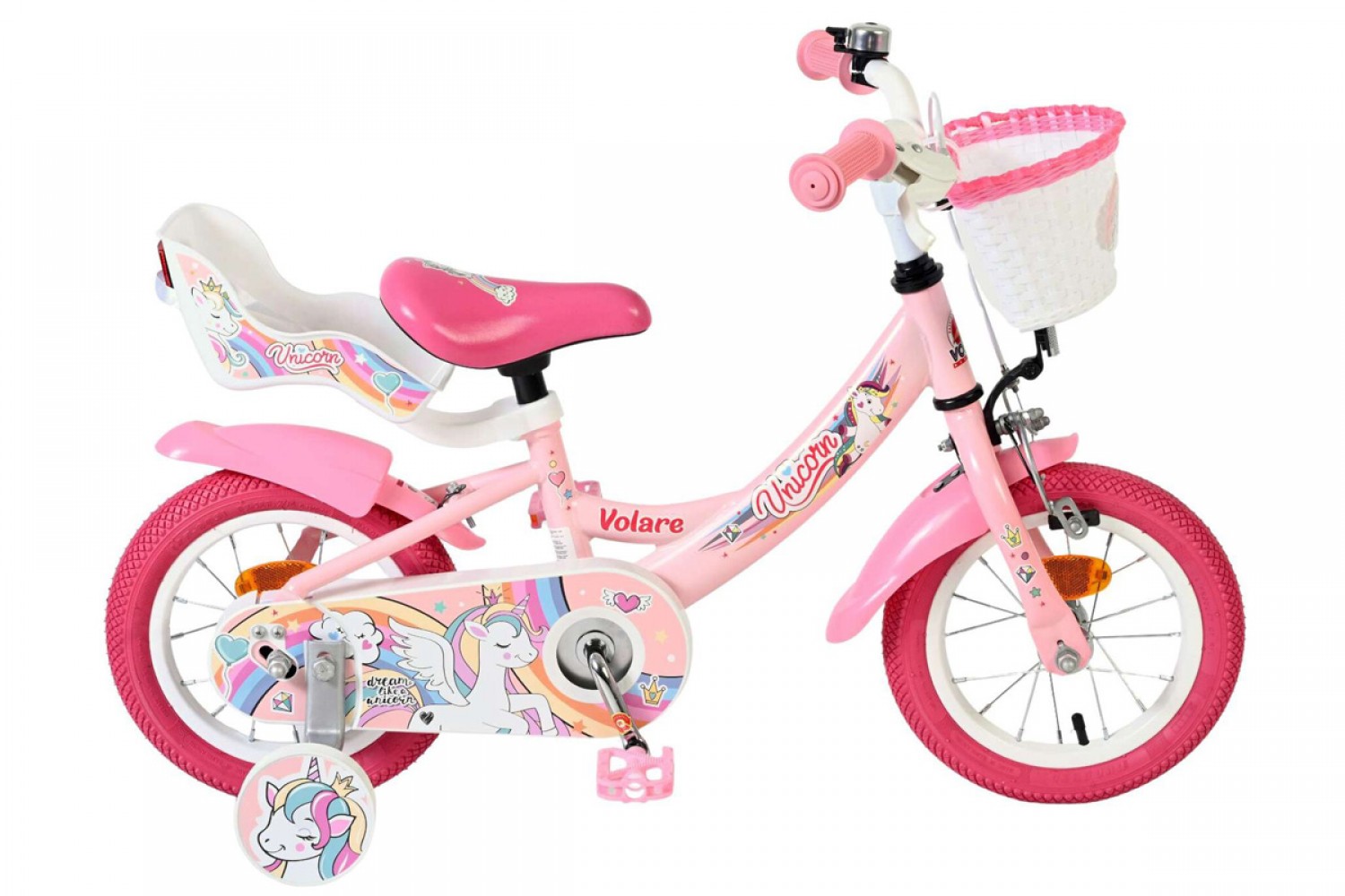Volare Unicorn Kinderfiets Meisjes 12 inch Roze