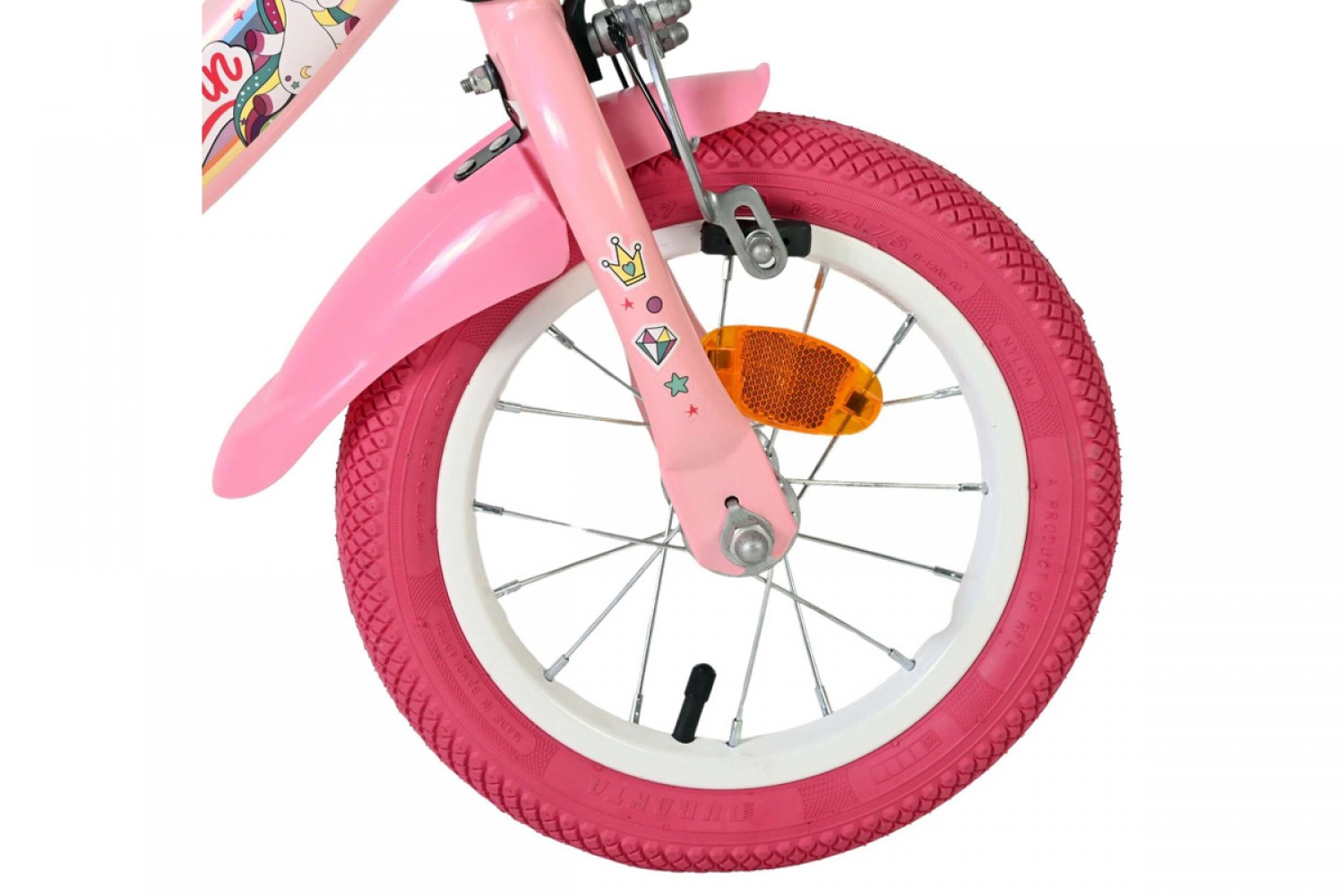 Volare Unicorn Kinderfiets Meisjes 12 inch Roze | Twee Handremmen