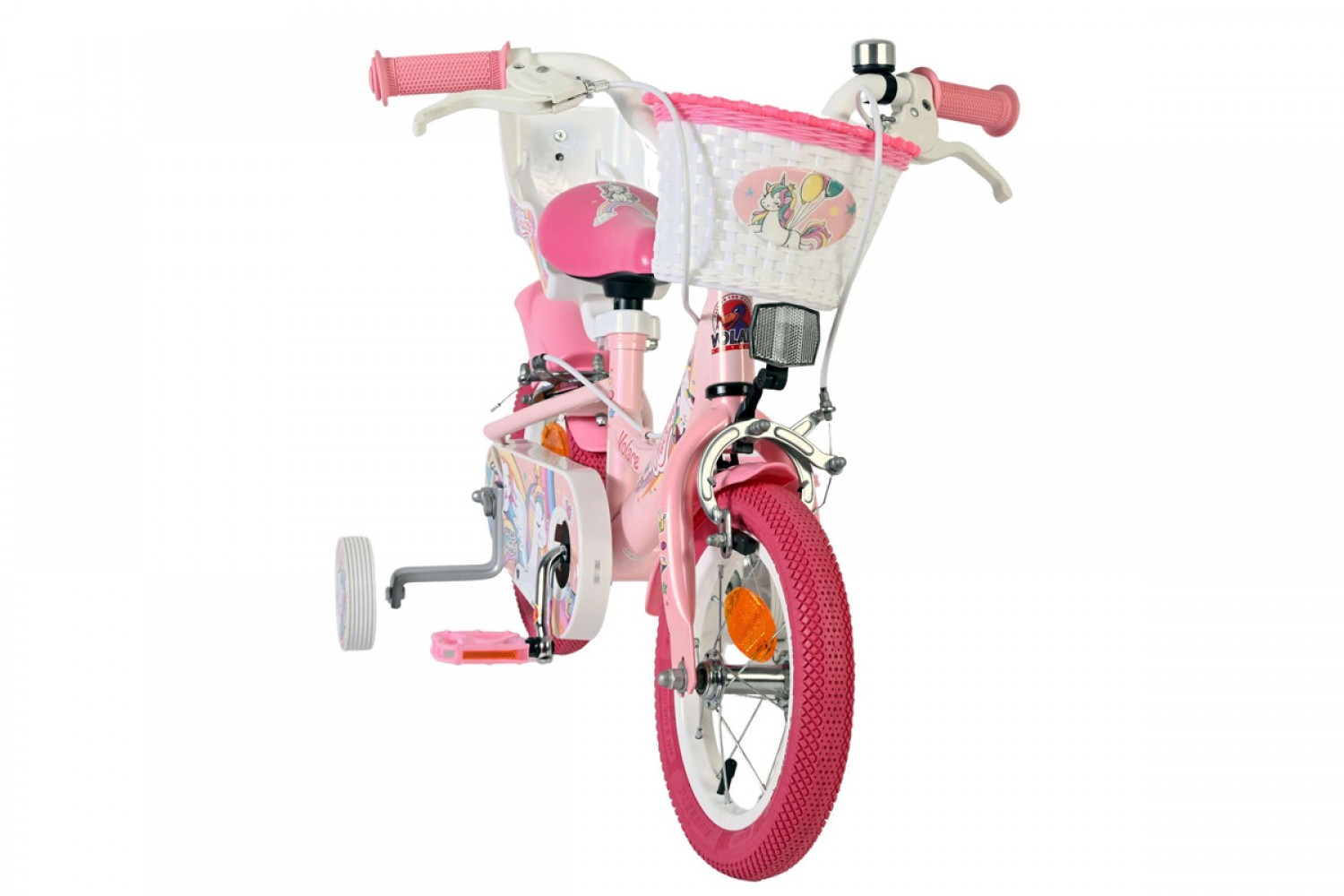 Volare Unicorn Kinderfiets Meisjes 12 inch Roze | Twee Handremmen