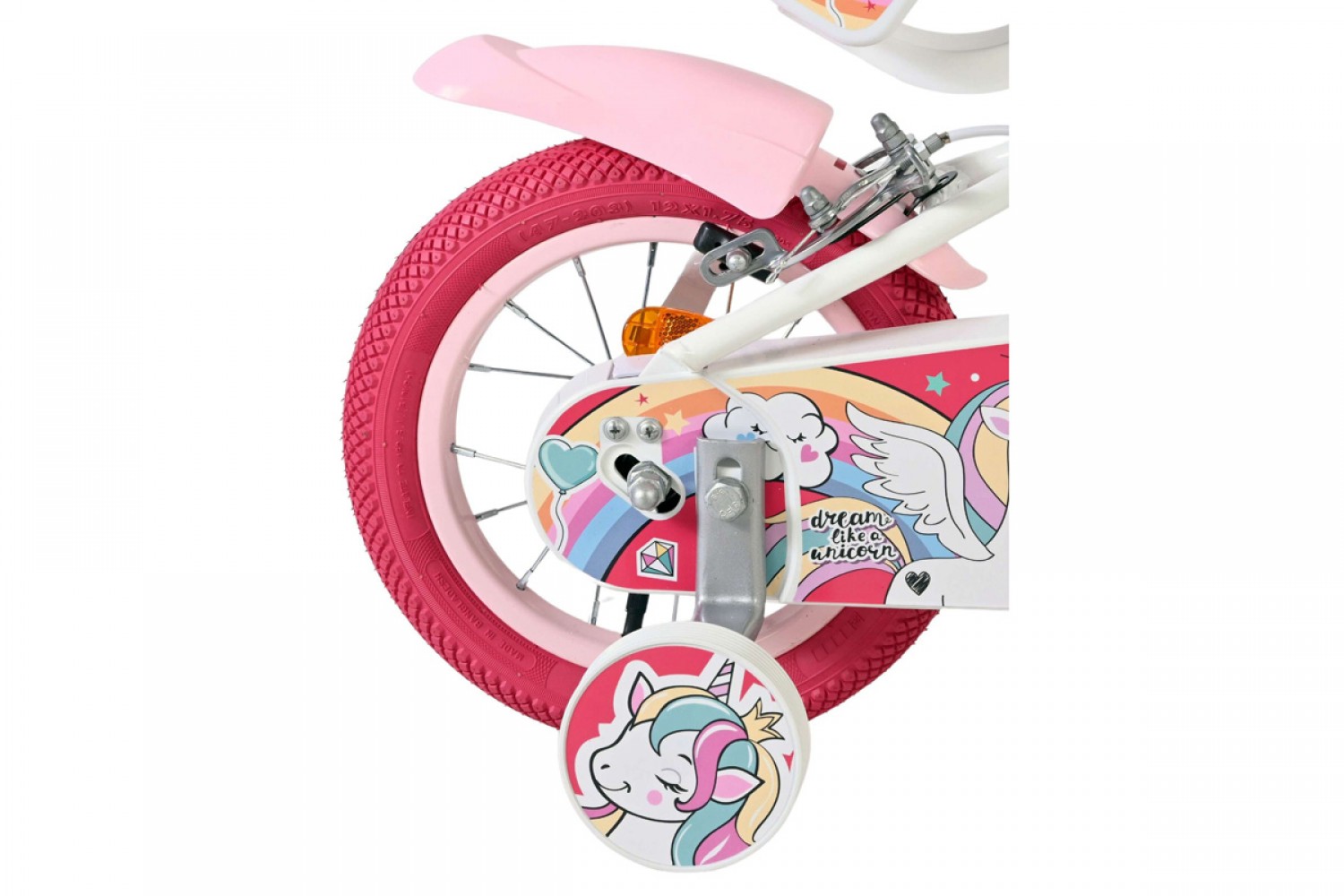 Volare Unicorn Kinderfiets Meisjes 12 inch Wit | Twee Handremmen