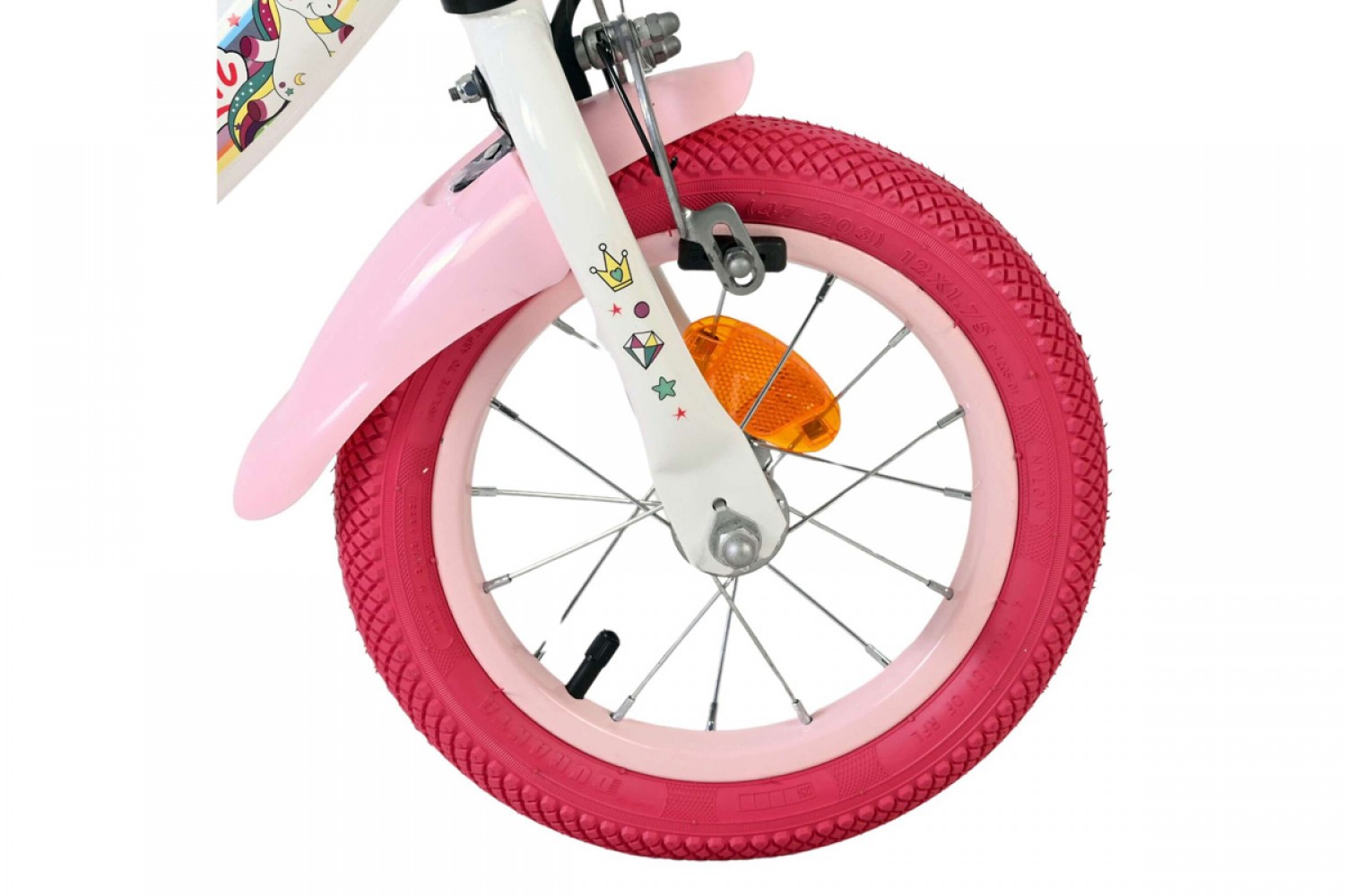 Volare Unicorn Kinderfiets Meisjes 12 inch Wit | Twee Handremmen